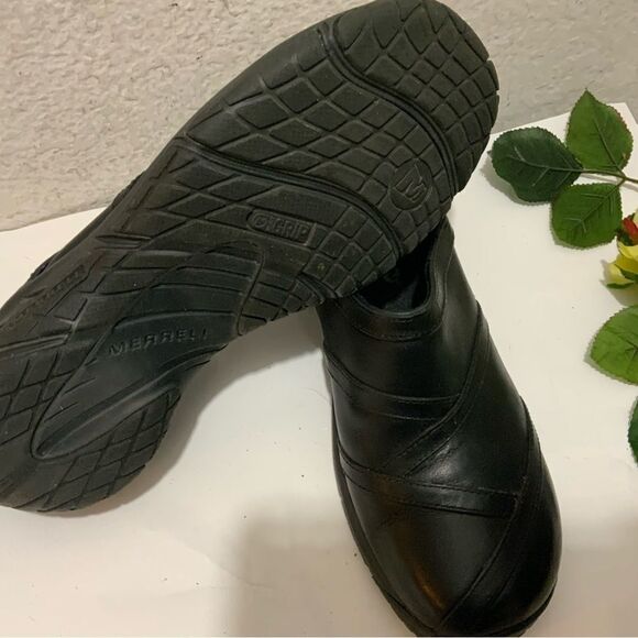 MERRELL Black Leather Select Fresh Air Cushion Mules Clogs 9.5 - Picture 10 of 10